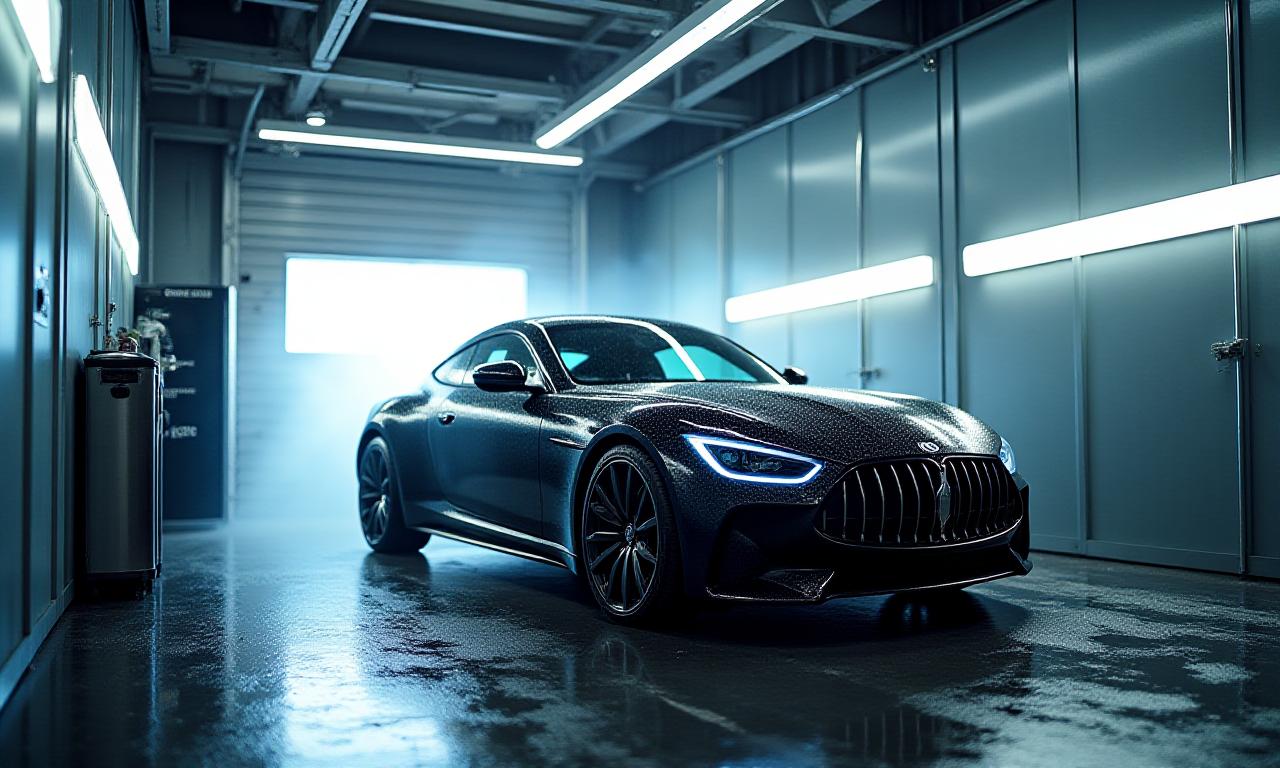 Premium car wash bay showing a freshly detailed car